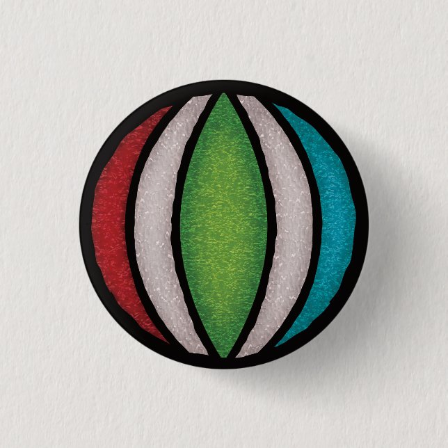 Stained Glass Christmas Ornament red white green Button (Vorderseite)