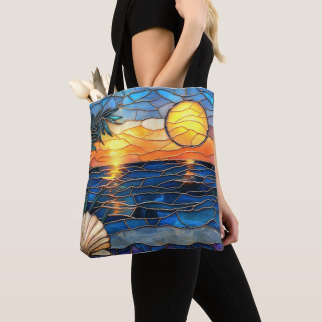 Stained Glass Coastal Sunset Tote Bag Tasche (Von Nahem)