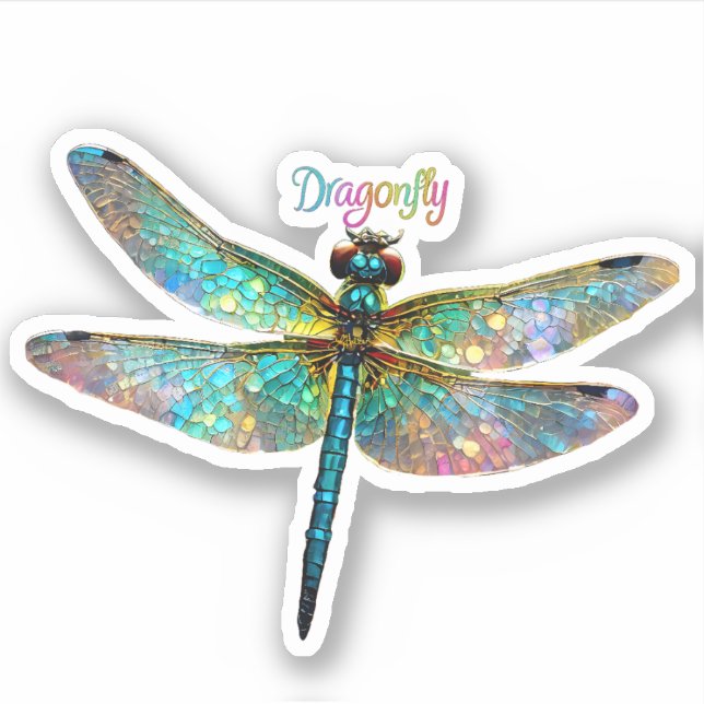 Stained Glass Colorful Dragonfly Aufkleber (Vorderseite)