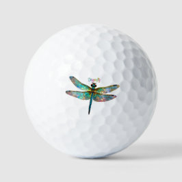 Stained Glass Colorful Dragonfly Golfball