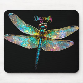Stained Glass Colorful Dragonfly Mousepad