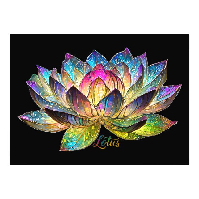 Stained Glass Colorful Lotus Flower on Black Fotodruck (Vorne)