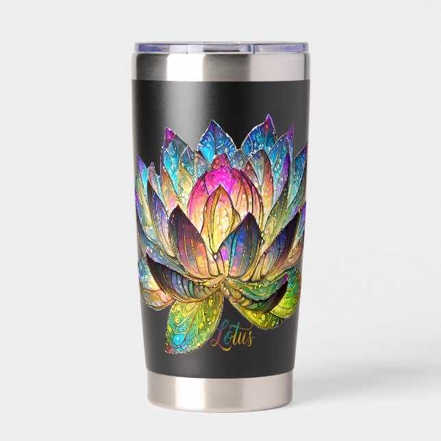 Stained Glass Colorful Lotus Flower  Thermobecher (Vorderseite)