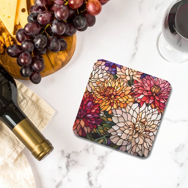 Stained Glass Dahlia Art Getränkeuntersetzer (Von Creator hochgeladen)