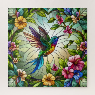 Stained Glass Design of Hummingbird