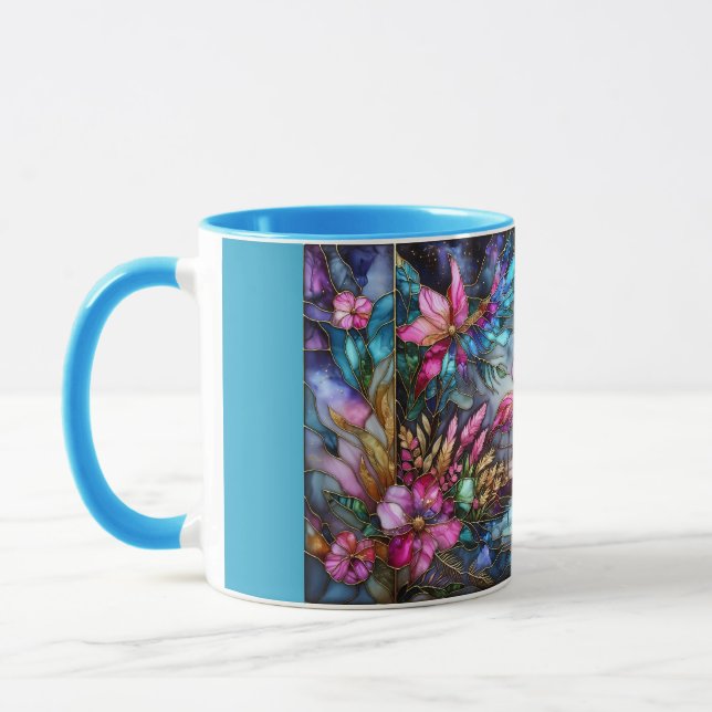 Stained Glass Flamingo Moon Garden Tasse (Links)
