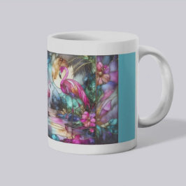 Stained Glass Flamingo Moon Garden Tasse
