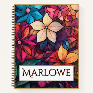 Stained Glass Floral Kaleidoscope of Brilliance Notizbuch