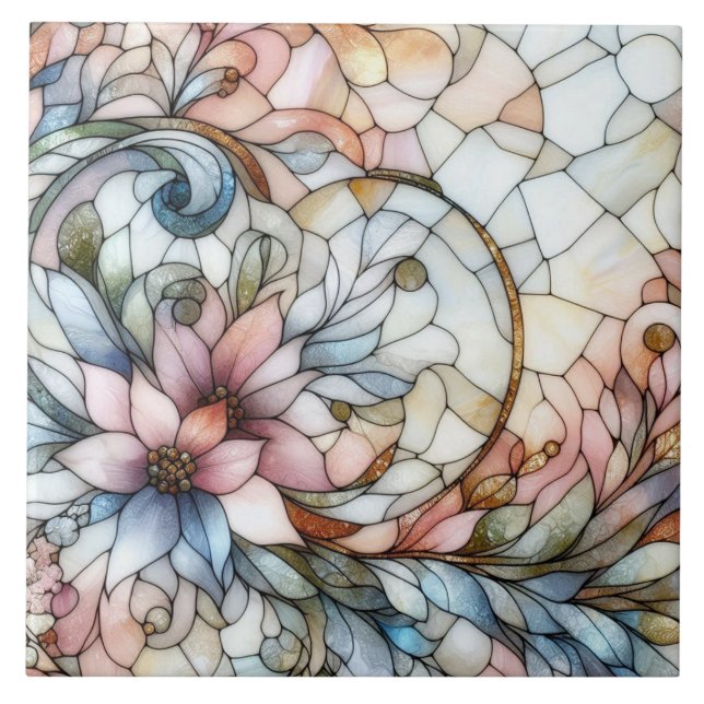 Stained glass flower motive fliese (Vorderseite)