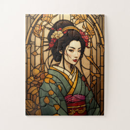 Stained glass geisha puzzle