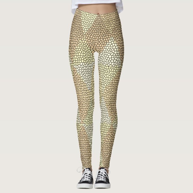 Stained Glass Gold Diamond Pattern Leggings (Vorderseite)