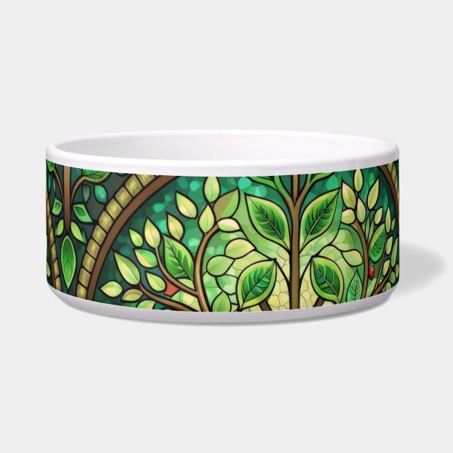 Stained glass-inspired bowl with green leaves  napf (Vorderseite)