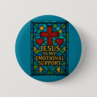 Stained Glass Jesus Christian Gift Button