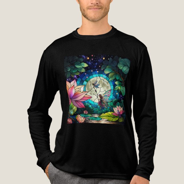Stained Glass Little Fairy With Dragonfly Tri-Blend Shirt (Vorderseite)