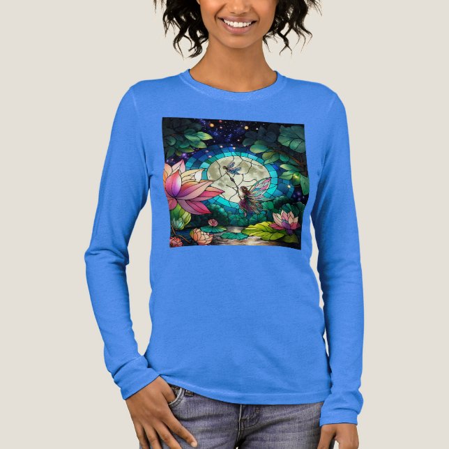 Stained Glass Little Fairy With Dragonfly Tri-Blend Shirt (Vorderseite)