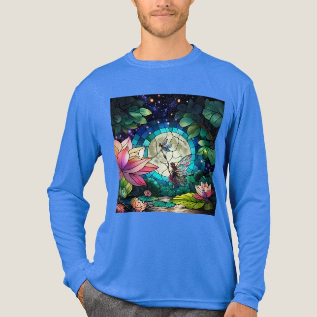 Stained Glass Little Fairy With Dragonfly Tri-Blend Shirt (Vorderseite)