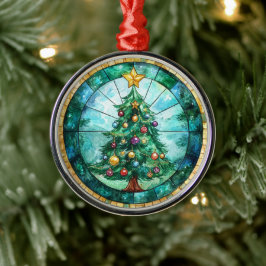 Stained Glass Look Christmas Tree & Star Holiday Ornament Aus Metall