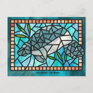 Stained Glass Manatee Postcards Feiertagspostkarte