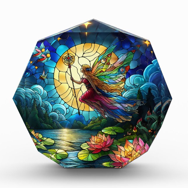 Stained Glass Moonlight Flight Fairy  Fotoblock (Vorderseite)