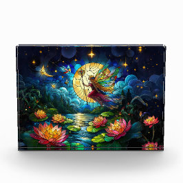 Stained Glass Moonlight Flight Fairy  Fotoblock