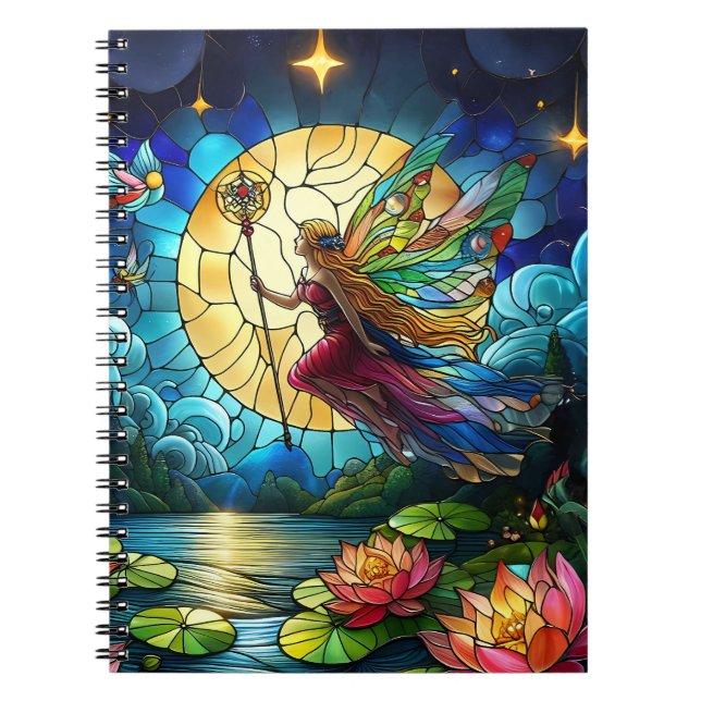 Stained Glass Moonlight Flight Fairy  Notizblock (Vorderseite)