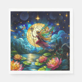 Stained Glass Moonlight Flight Fairy  Serviette