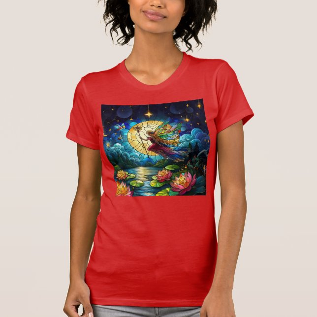 Stained Glass Moonlight Flight Fairy  T-Shirt (Vorderseite)