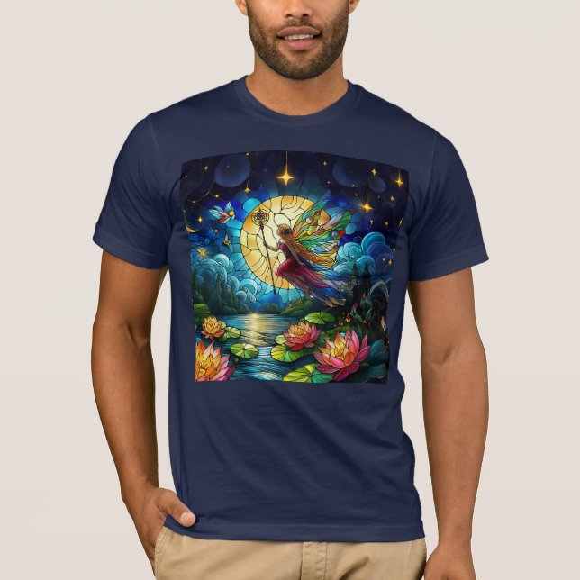 Stained Glass Moonlight Flight Fairy  T-Shirt (Vorderseite)