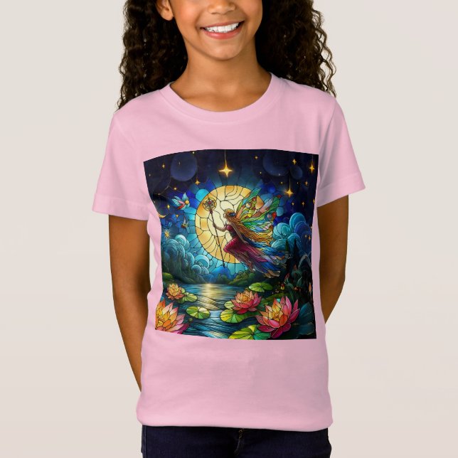 Stained Glass Moonlight Flight Fairy  T-Shirt (Vorderseite)