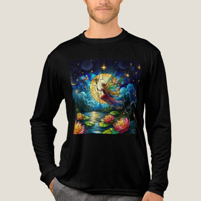 Stained Glass Moonlight Flight Fairy  Tri-Blend Shirt (Vorderseite)