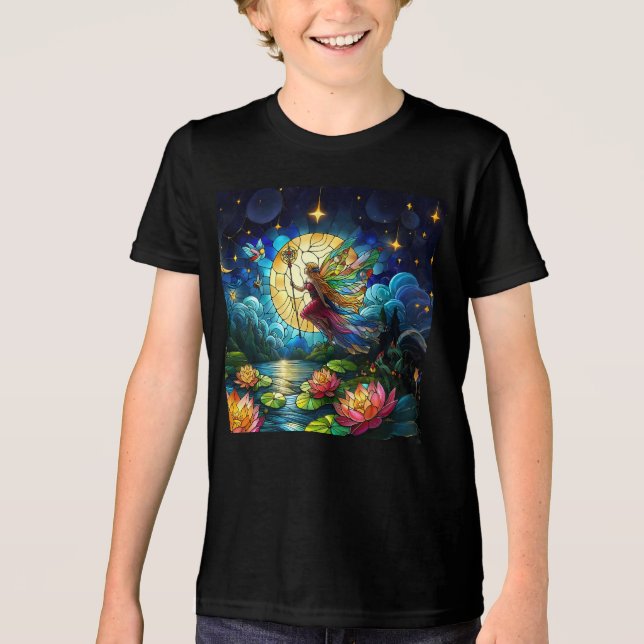 Stained Glass Moonlight Flight Fairy  Tri-Blend Shirt (Vorderseite)