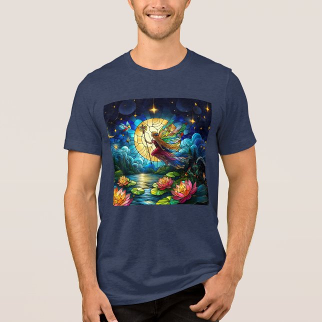 Stained Glass Moonlight Flight Fairy  Tri-Blend Shirt (Vorderseite)