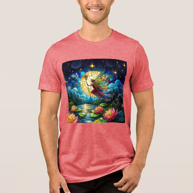 Stained Glass Moonlight Flight Fairy  Tri-Blend Shirt (Vorderseite)
