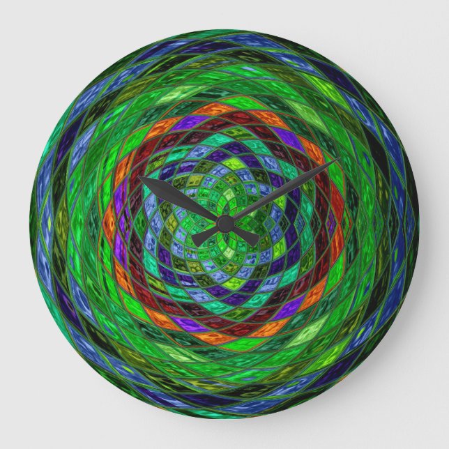 Stained Glass Mosaic Abstract #4 Große Wanduhr (Vorderseite)