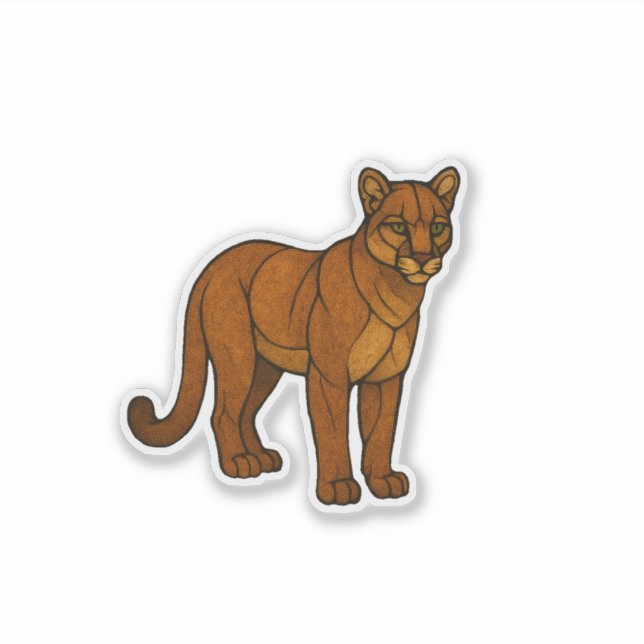 Stained Glass Mountain Lion Sticker (Devant)