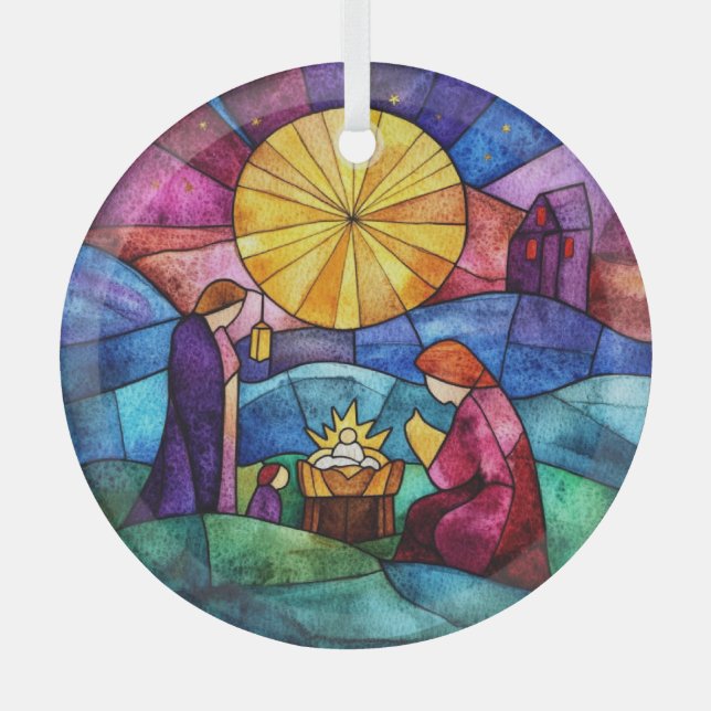 Stained Glass Nativity Scene Christmas Ornament (Vorderseite)