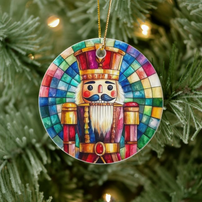 Stained Glass Nutcracker Personalized Christmas Keramik Ornament (Baum)