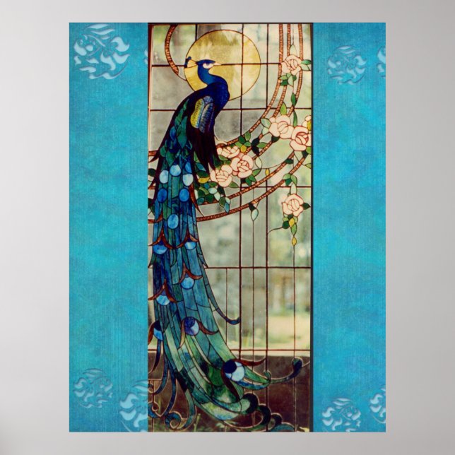 Stained Glass Peacock Poster (Vorne)