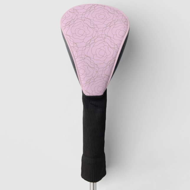 Stained Glass Rose: Gold Rose on Pink  Golf Headcover (Vorderseite)
