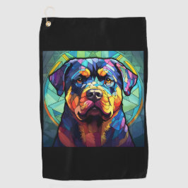 Stained Glass Rottweiler  Golfhandtuch