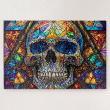 Stained Glass Skull Jigsaw Puzzle