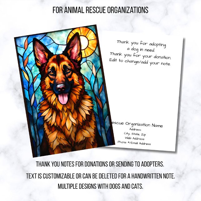 Stained Glass Style Animal Rescue Organization Dankeskarte (Von Creator hochgeladen)