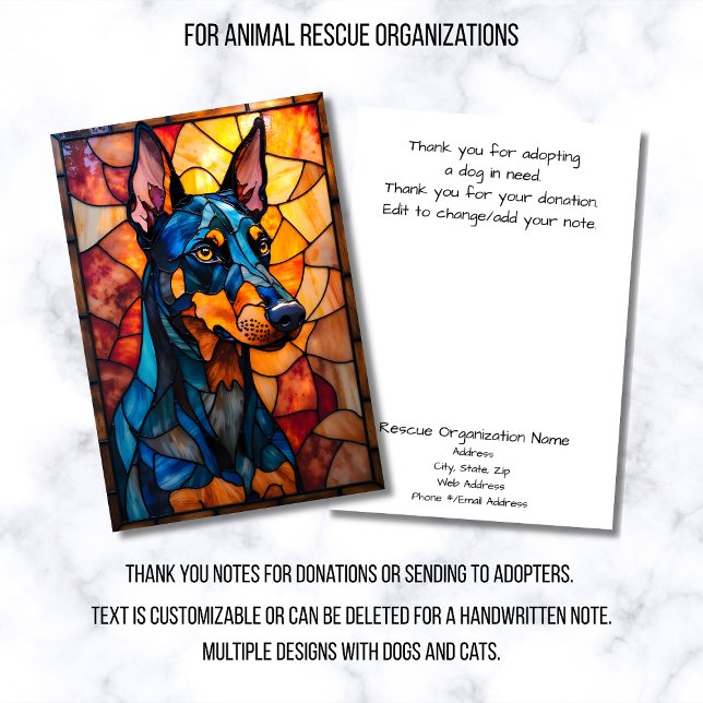 Stained Glass Style Animal Rescue Organization Dankeskarte (Von Creator hochgeladen)
