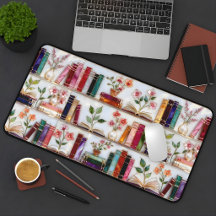 Stained Glass Style Bookshelf Desk Mat