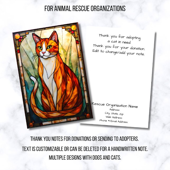 Stained Glass Style Cat Rescue Organization Flat Dankeskarte (Von Creator hochgeladen)