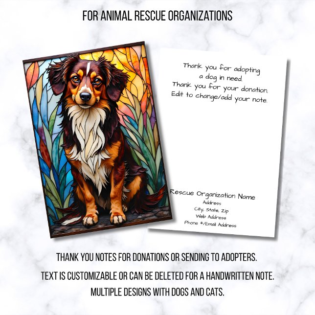 Stained Glass Style Dog Rescue Organization Dankeskarte (Von Creator hochgeladen)