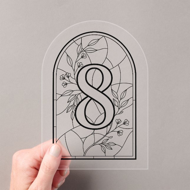 Stained Glass Style Table Number Eight Acryleinladungen (Insitu (Handheld))