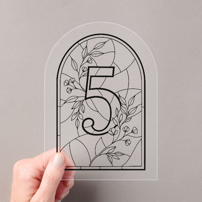 Stained Glass Style Table Number Five Acryleinladungen (Insitu (Handheld))