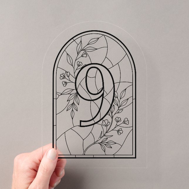 Stained Glass Style Table Number Nine Acryleinladungen (Insitu (Handheld))