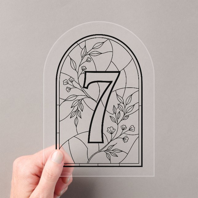 Stained Glass Style Table Number Seven Acryleinladungen (Insitu (Handheld))